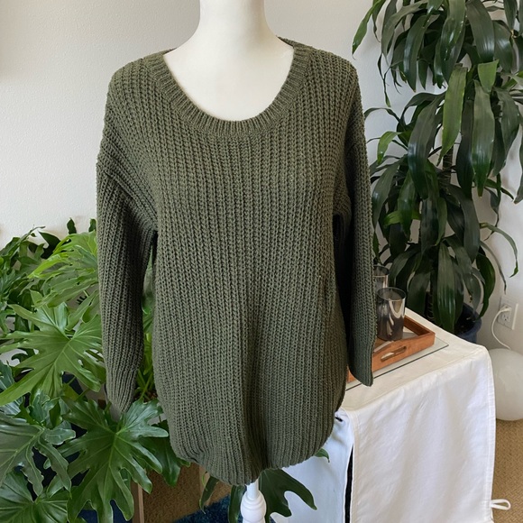 Olive Green Knit Sweater - Picture 1 of 4